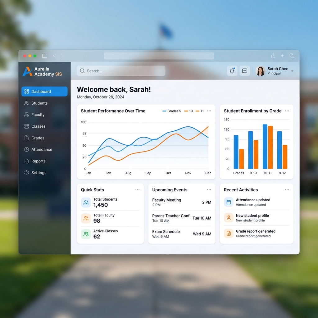 SIS Dashboard Mockup